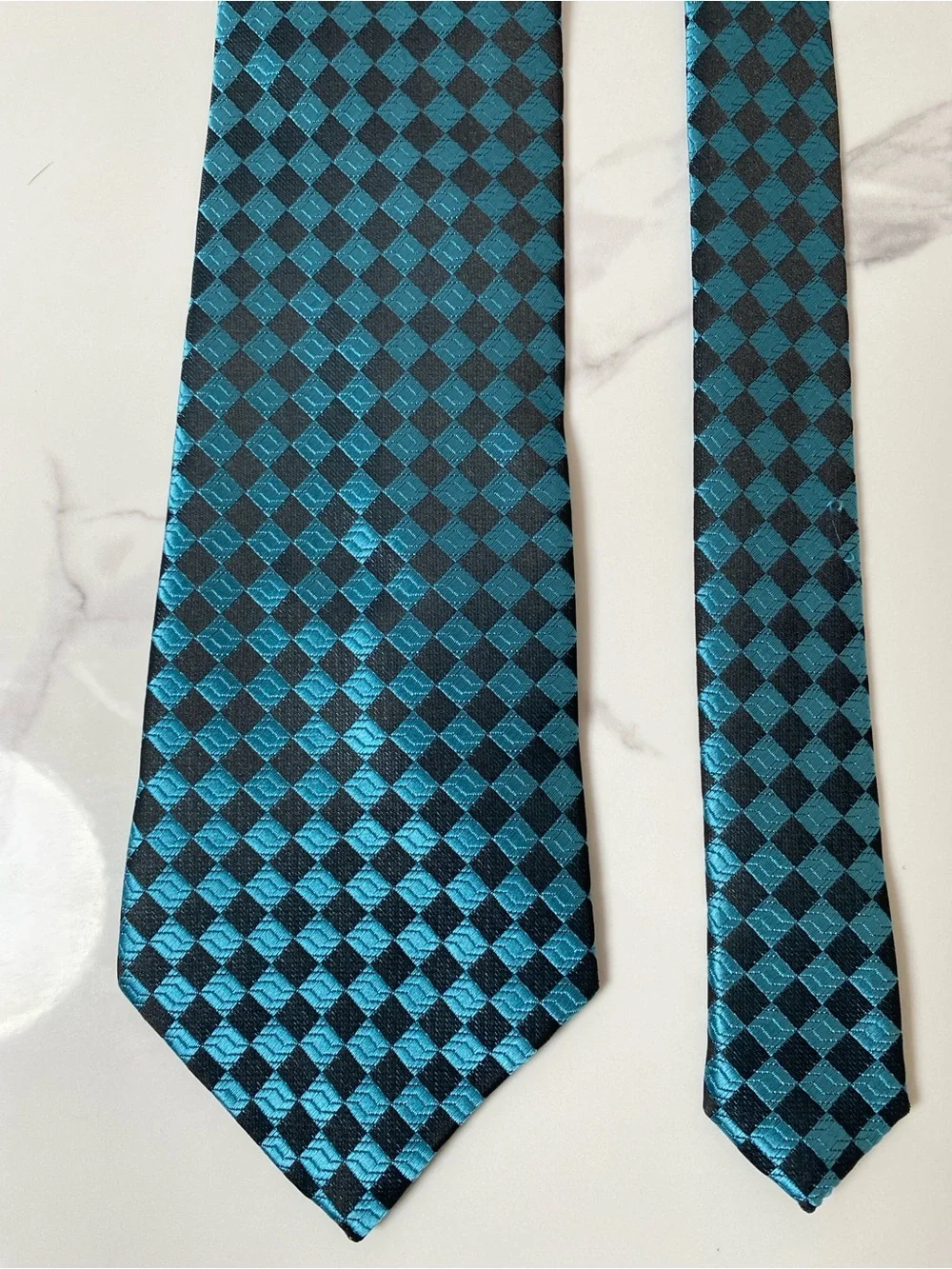 Giorgio Armani Handmade Silk‎ Tie Geometric Italy Blue Men's Tie